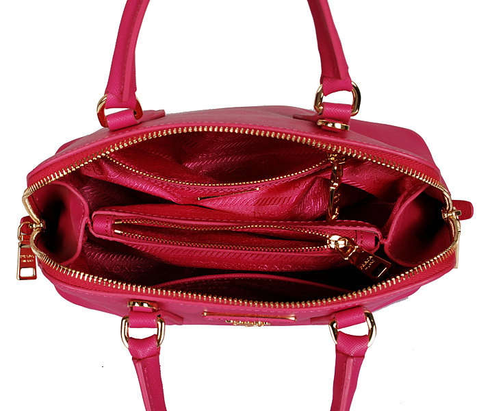 2014 Prada Saffiano Leather Small Two Handle Bag BL0838 rosered for sale